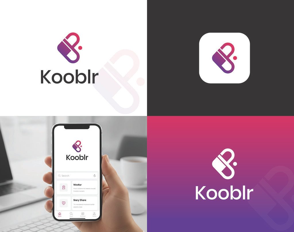 Logo vs brand identity example: Kooblr logo design by Grafix Studios